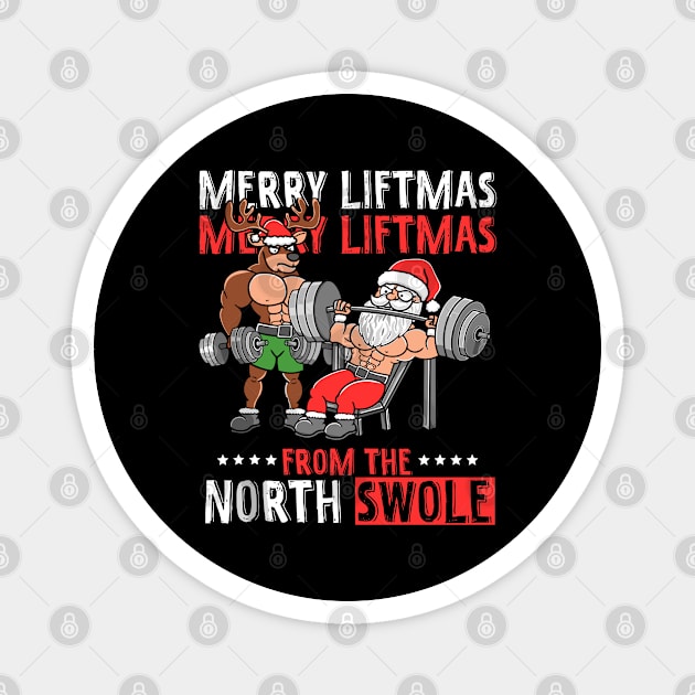 Merry Liftmas From North Swole Muscle Santa Weightlifting Magnet by rhazi mode plagget